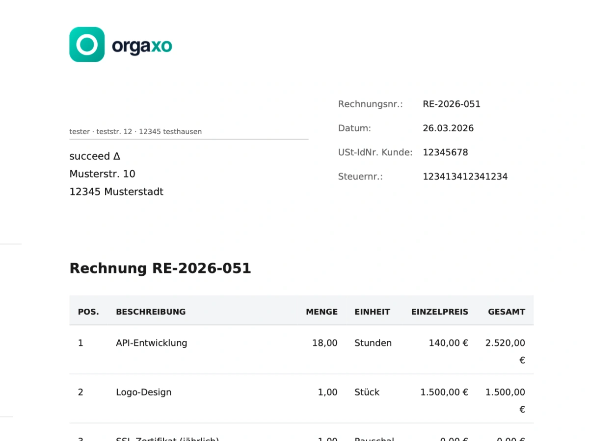 Rechnungsansicht